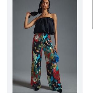Anthropologie silky high rise printed pants size 2